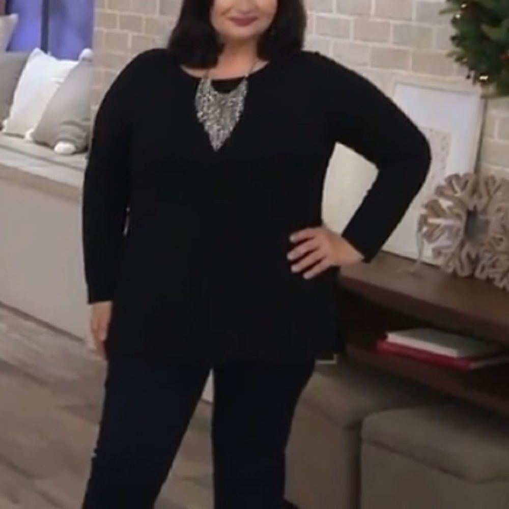 Dennis Basso Soft Touch Long Sleeve Tunic with Side Godets